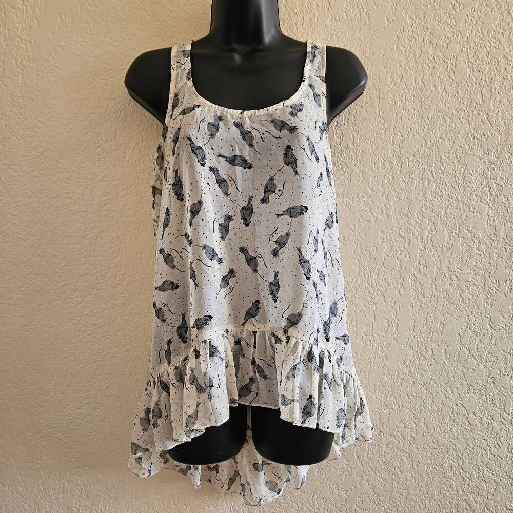 Mimi Chica Fancy Bird High-Low Peplum Top